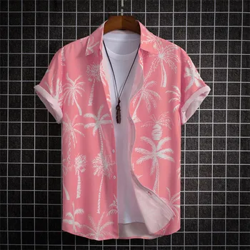 Havajih Majica za Moške Beach Slog Priložnostne Moške Bluze Svoboden Vrhovi River Digitalno Natisnjena Kratek Rokav Buttonup Poletnih Vrh Srajca