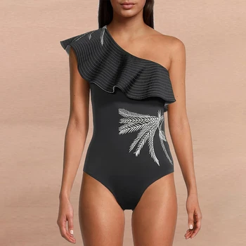 Ena Ramenski Ogrlicom Kopalke Vezene Enem Kosu Swimweart Visoko Pasu Suh Seksi Bikini Elegantno Vitek 2023 Moda Pritisni Ups