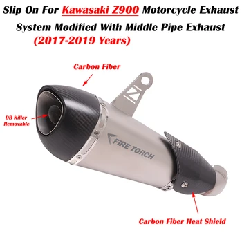 Slip Za Kawasaki Z900 2017 2018 2019 motornega kolesa, Izpušni Pobeg Sistem ogljikovih Vlaken Glušnika DB Killer Sredini Cevi S pokrovom