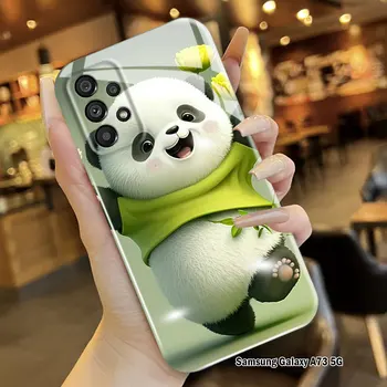 Za Samsung Galaxy A73 A53 A23 A33 5G A13 A04E Film Primeru Panda Shockproof Polno Kritje Fotoaparat Zaščito Sijaja Telefon Primerih
