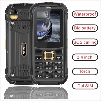 EAOR 2G Krepak SOS Telefon IP68 Vodotesen Tipkovnica Telefona z Dvojno SIM 2000mAh Velike Baterije GSM Funkcija Telefon strani tipka za Svetilko