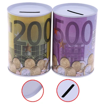 1PC Naključno Barvo Tinplate Euro Dolar Denar Polje Varno Valj Presence Banka Banke Za Kovance Polog Škatle 11*7.5 cm 