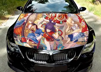 Honkai anime Avto Kapuco Zaviti Barve, Vinilne Nalepke, Nalepke Tovornjak Grafika Bonnet po Meri Avto Nalepke za Dekoracijo