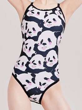 Korejska Različica Enega Kosa Panda Vzorec Kopalke 2024New Ženske Backless Obleka, Poleti Plažo Bather Šport, Plavanje Kopalke