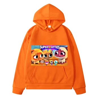 Otroci Super Kitties anime kapuco Runo Majica y2k sudadera fant obleke Jeseni puloverju Športna Jakna otroci dekliška oblačila