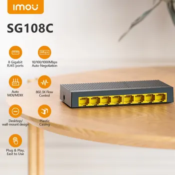 IMOU 8-Port Gigabit Stikalo SG108C Usmerjevalnik z 10/100/1000Mbps Auto-Negotiation Auto MDI/MDIX 802.3 X Nadzor Pretoka