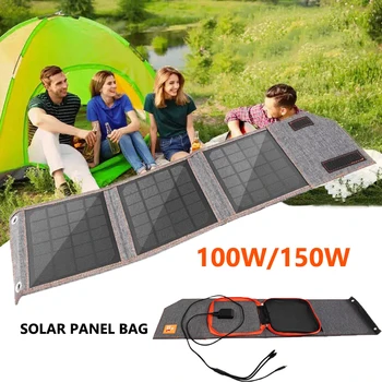 150W/100W Zložljive Sončne celice, USB 5V Solarni Polnilnik Prenosni Sončne Celice na Prostem Telefon Moči Banke za Kampiranje, Pohodništvo s Kabel
