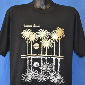 90. letih Virginia Beach Palmovo Drevo, Zahod, Ocean Black t shirt zelo Veliko