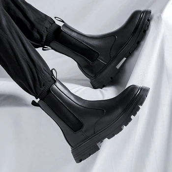 moške luksuznih modnih visoki vrh dimnika čevlji originalne usnjene čevlje stranka banket obleko chelsea boot kavboj platformo botas hombre