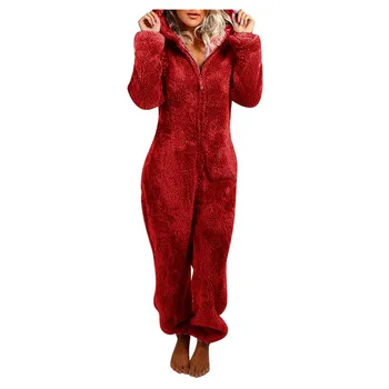 2023 Moda Onesies Runo Sleepwear Splošno Plus Velikost Kapuco Določa Pižamo za Ženske Odrasle za Zimsko Tople Pižame Ženske S-3XL
