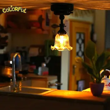 1:12 Lutke Mini LED Svetilka Stropna Luč Lestenec Domačo Razsvetljavo Model Dekor Igrača, Lutka Hiša Dodatki