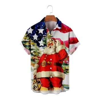 Klasični Božični Design Majice za Moške Santa Claus Tiskanja Kratek Rokav Poletje Plaža Počitnice Majica Dihanje