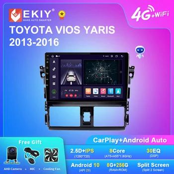 EKIY X7 Android 10 avtoradia Za TOYOTA VIOS YARIS 2013-2016 Multimedijski Predvajalnik, Vodja Enote GPS Navigacija Carplay Auto Ni 2din DVD