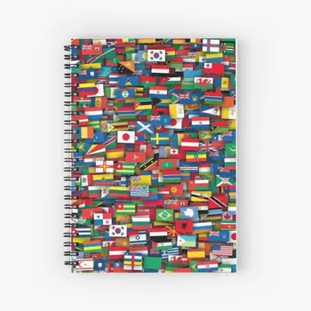 Zastav Različnih Držav Slog Spiralni Prenosnik Memo Beležnica 120 Strani Šole Stvari za Študij Ugotavlja, Urad za Delo Šole List