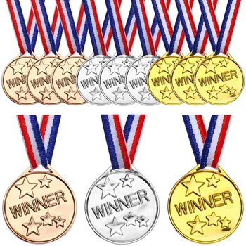 12 Kos Otrok Medaljo Študentov Nagrade Podelitev Medalj, Priznanj za za Otroke z Vratu Trakovi iz Plastičnih Športni Dan