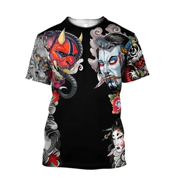 Novi Moški Ženske T Srajce Hip Hop T-shirt Poletnih Modnih Oblačil Kul Samurai Masko 3D Tiskanja Priložnostne Ulične Prevelik Tees Vrhovi