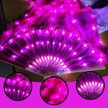 Ples trebuh Pribor LED Svileno Tančico Ventilator Z 180 cm Ples Trebuh LED Svile Fan Plesna Predstava Rekviziti Pisane Svetleče Svile Fan