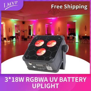 I. MVP 3*18W RGBWA UV 6in1 Brezžični Daljinski upravljalnik Baterije Uplight Ravno LED Par Luči za svate