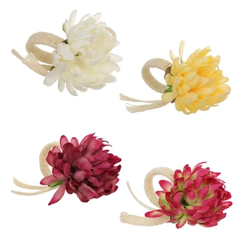 Napkin Obroči Napkin Sponke Imetnik Simulacije Chrysanthemum Flower Napkin Sponke za Stranke, Večerja Festival Tabela Padec ladijskega prometa