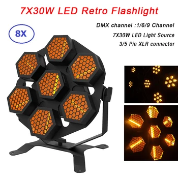 Profesionalni LED Retro Flash Svetlobe 7X30W Disco Luči DMX 512 Kontrola LED Razsvetljavo Učinek Za Lahka Glasba Laserski Projektor