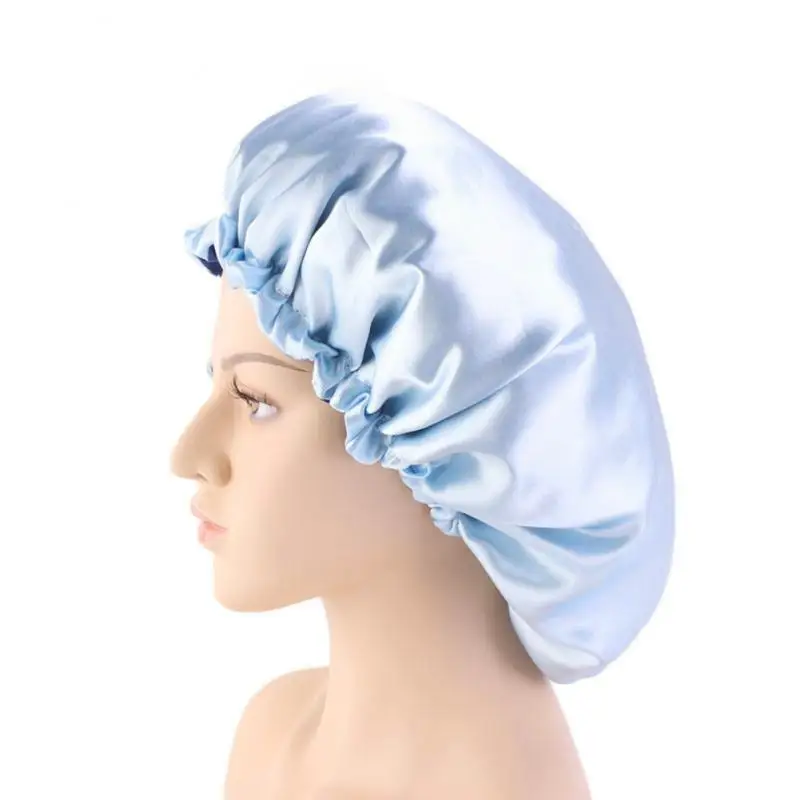 1/3PCS Nastavljiv Nightcap Dvojno Plast Saten Bonnet Kodraste Lase Elastično lase skrbi Ženske Pokrivala Noč Klobuk Modni Styling4