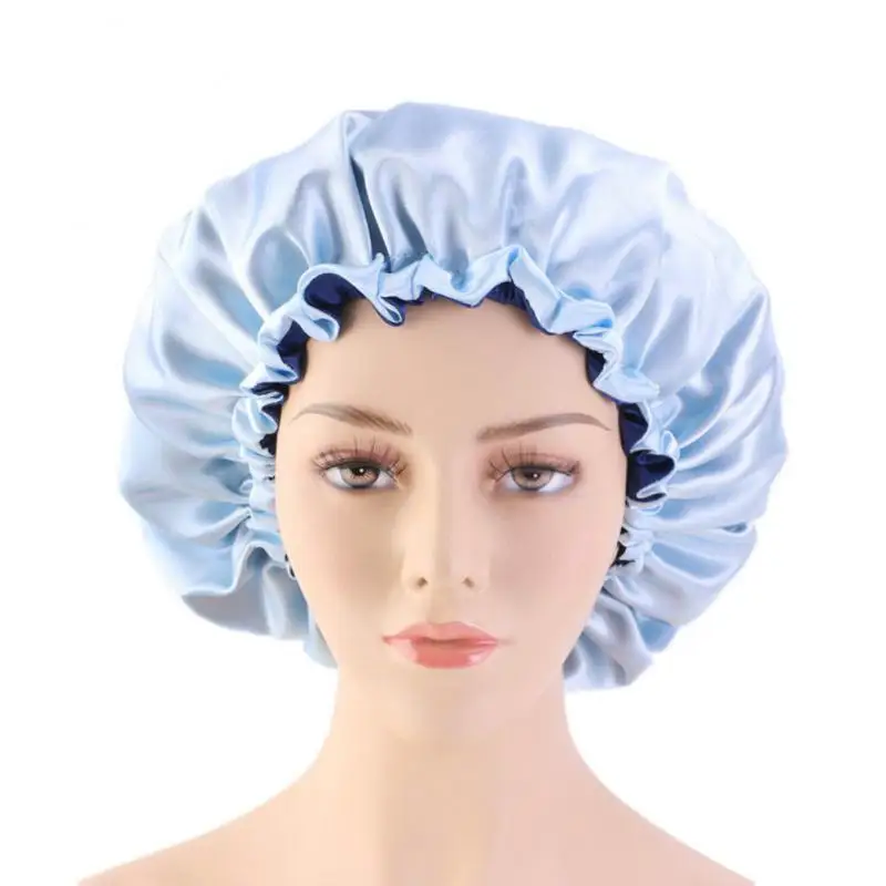 1/3PCS Nastavljiv Nightcap Dvojno Plast Saten Bonnet Kodraste Lase Elastično lase skrbi Ženske Pokrivala Noč Klobuk Modni Styling5