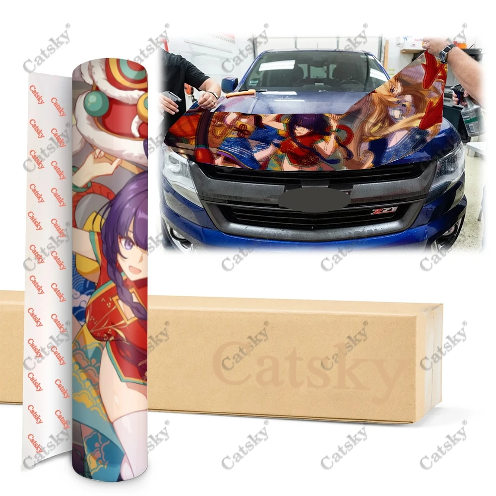 Honkai anime Avto Kapuco Zaviti Barve, Vinilne Nalepke, Nalepke Tovornjak Grafika Bonnet po Meri Avto Nalepke za Dekoracijo4