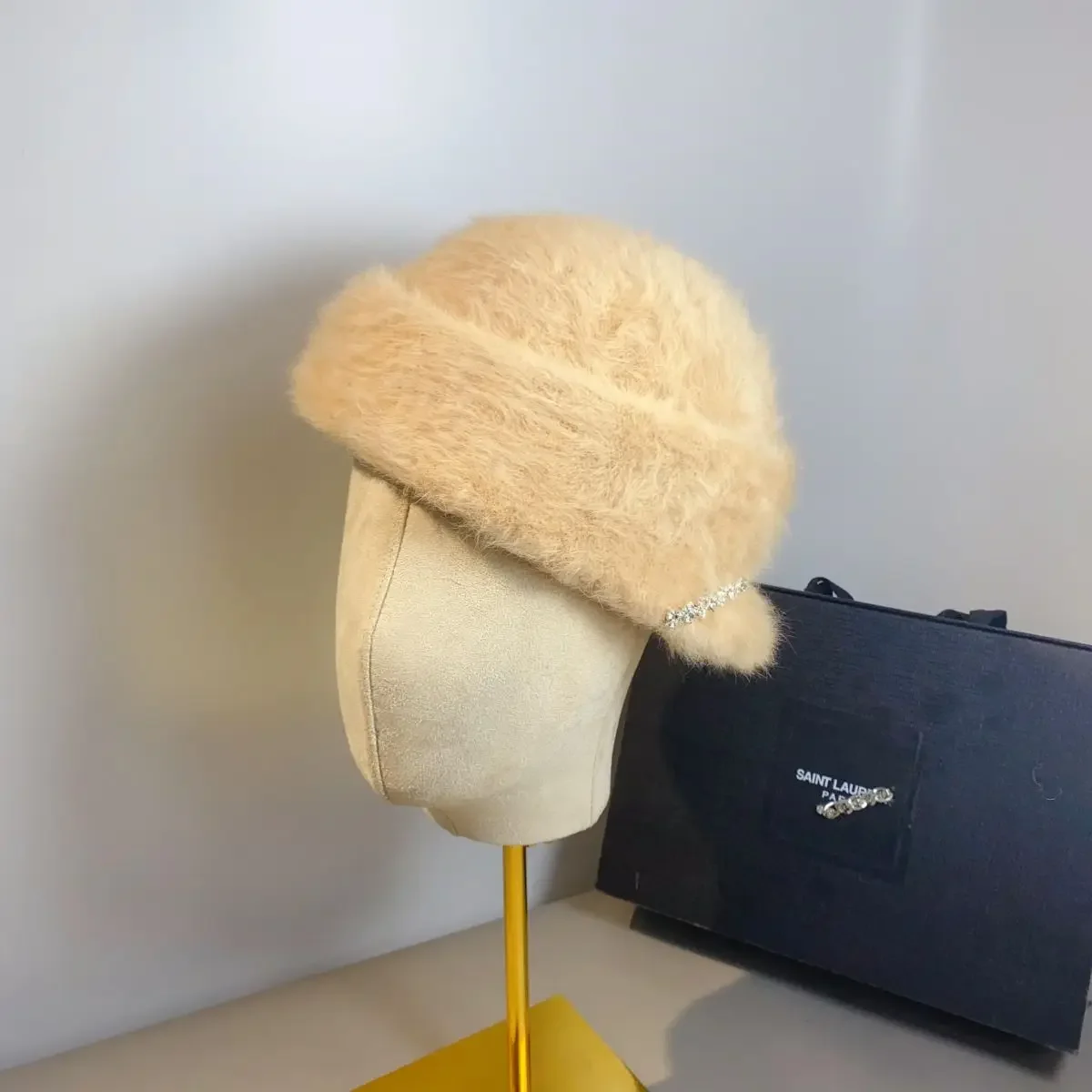 Ženske zimske novih las klobuk letnik kratek kapi skp prostem toplo flash diamond visoko modo zajčja dlaka klobuk konjeniški4