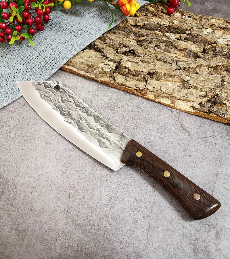 Ročno Kovanje Kuhar Nož 8 Inch Rezanjem Nož Visoko Ogljikovega Jekla, Lesa Ročaj mesar Koničastim Nožem Rezilo Kuhinja Cleaver4