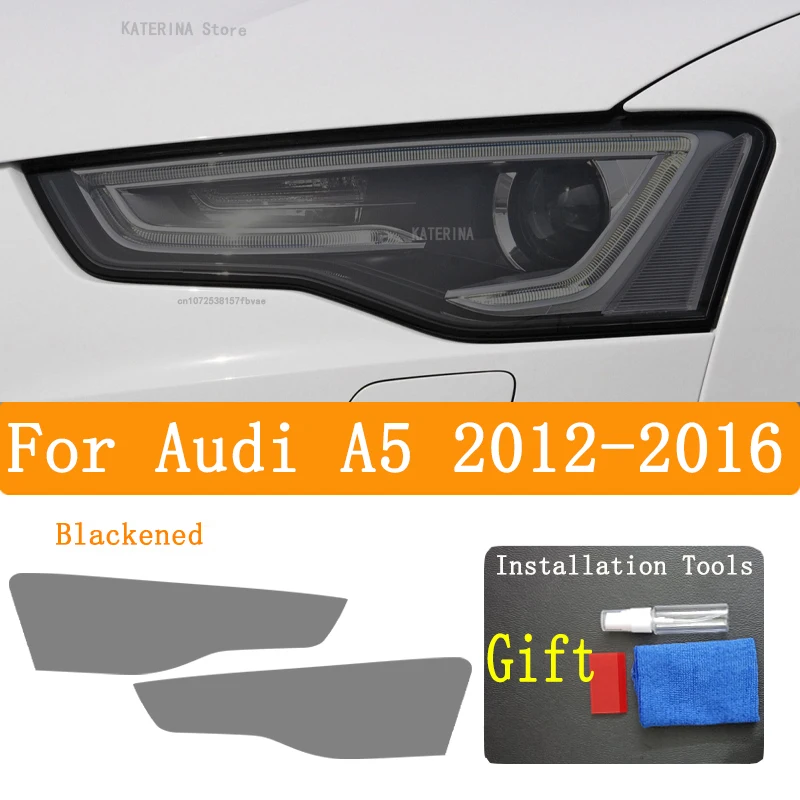 Za Audi A5 2012-2016 Pribor Avtomobilski Žarometi Zaščitna folija Vinil Obnovo Pregleden TPU Črno Nalepko5