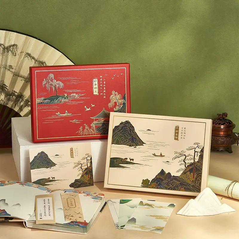 Vintage Kitajski slog krajine Strani računa za prenosnik gift box set za otroke diplomi darila dnevnik zvezek Darilo Zaznamek4